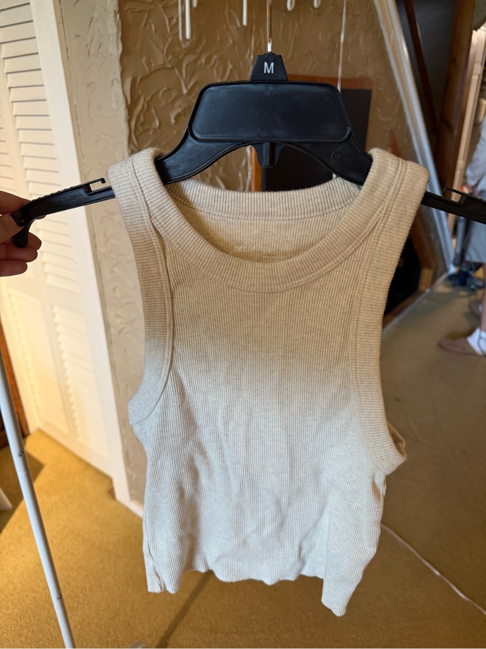 aerie ribbed tank top in cream